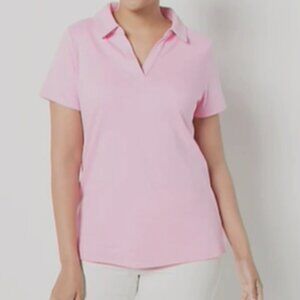 LAST CHANCE - Isaac Mizrahi Live! Short Sleeve Pima Cotton Polo Top - NEW